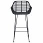 Preview: Barstuhl 2 stk. Schwarz 55 x 52 x 92 cm Rattan und Eisen