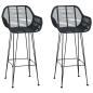 Preview: Barstuhl 2 Stk. Schwarz 55 x 52 x 105 cm Rattan und Eisen