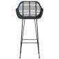 Preview: Barstuhl 2 Stk. Schwarz 55 x 52 x 105 cm Rattan und Eisen
