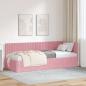 Preview: ARDEBO.de - Eckbettgestell mit Kopfteil Rosa 80 cm x 200 cm Samt