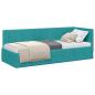 Preview: Eckbettgestell mit Kopfteil Türkis 80 cm x 200 cm Samt