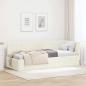 Preview: ARDEBO.de - Eckbettgestell mit Kopfteil Creme 80 cm x 200 cm Samt