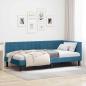 Preview: ARDEBO.de - Eckbettgestell mit Kopfteil Blau 90 cm x 200 cm Samt