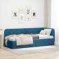 Preview: ARDEBO.de - Eckbettgestell Blau 80 x 200 cm Samt