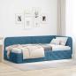Preview: ARDEBO.de - Eckbettgestell Blau 90 x 200 cm Samt
