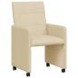 Preview: Esszimmerstühle mit Rollen 2 Stk. Stoff Creme 58 x 65 x 94 cm