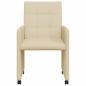 Preview: Esszimmerstühle mit Rollen 2 Stk. Stoff Creme 58 x 65 x 94 cm