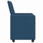 Preview: Esszimmerstühle mit Rollen 2 Stk. Stoff Blau 58 x 65 x 94 cm