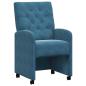 Preview: Esszimmerst?hle mit Rollen 2 stk. Samt Blau 58 x 67 x 97 cm