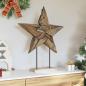 Preview: Weihnachtsstern LEDs Braun 59,5 x 18 x 74 cm Massivholz Teak