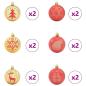 Preview: Weihnachtskugel-Set 40 Stk. Gold und Rot Ø 6 cm Kunststoff LEDs
