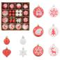 Preview: Weihnachtskugel-Set 40 Stk. Rot und Weiß Ø 6 cm Kunststoff LEDs