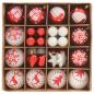 Preview: Weihnachtskugel-Set 40 Stk. Rot und Weiß Ø 6 cm Kunststoff LEDs
