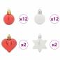 Preview: Weihnachtskugel-Set 40 Stk. Rot und Weiß Ø 6 cm Kunststoff LEDs