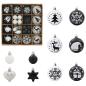 Preview: Weihnachtskugel-Set 40 stk. Schwarz und Weiß Ø 6 cm Kunststoff