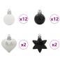 Preview: Weihnachtskugel-Set 40 stk. Schwarz und Weiß Ø 6 cm Kunststoff