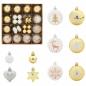Preview: Weihnachtskugel-Set 40 stk. Weiß und Gold Ø 6 cm Kunststoff