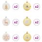 Preview: Weihnachtskugel-Set 40 stk. Weiß und Gold Ø 6 cm Kunststoff