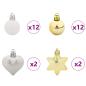 Preview: Weihnachtskugel-Set 40 stk. Weiß und Gold Ø 6 cm Kunststoff