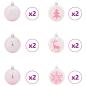 Preview: Weihnachtskugel-Set 40 stk. Weiß und Rosa Ø 6 cm Kunststoff