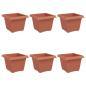 Preview: Quadratischer Blumentopf 6 stk. Ziegelrot 23 x 23 x 17,5 cm