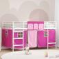 Preview: ARDEBO.de - Etagenbett für Kinder mit Vorhängen Weiß und Rosa 107 x 203 cm