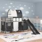 Preview: Etagenbett für Kinder mit Vorhängen Schwarz 75 x 190 cm Metall