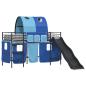 Preview: Etagenbett für Kinder mit Vorhängen Uni Schwarz und Blau Metall