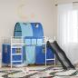 Preview: ARDEBO.de - Etagenbett für Kinder mit Vorhängen Weiß und Blau 75 x 190 cm
