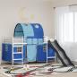 Preview: ARDEBO.de - Etagenbett für Kinder mit Vorhängen Weiß und Blau 107 x 203 cm