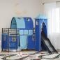 Preview: ARDEBO.de - Kinder Etagenbett Gestell Schwarz und Blau 90 x 190 cm Metall