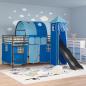Preview: Kinder Etagenbett Gestell Schwarz und Blau 90 x 200 cm Metall