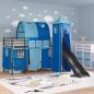 Preview: Kinder Etagenbett Gestell Schwarz und Blau 100 x 190 cm Metall
