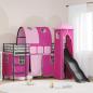 Preview: ARDEBO.de - Kinder Etagenbett Gestell Schwarz und Pink 75 x 190 cm Metall