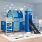 Preview: Kinder Etagenbett Gestell Uni Weiß und Blau 80 x 200 cm Metall