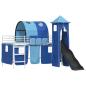 Preview: Kinder Etagenbett Gestell Uni Weiß und Blau 80 x 200 cm Metall