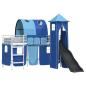Preview: Kinder Etagenbett Gestell Uni Weiß und Blau 100 x 190 cm Metall