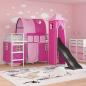 Preview: Kinder Etagenbett Gestell Uni Weiß und Rosa 100 x 190 cm Metall