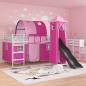 Preview: Kinder Etagenbett Gestell Uni Weiß und Rosa 100 x 200 cm Metall