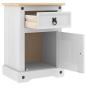 Preview: Nachttisch Corona Weiß 45 x 35 x 64 cm Massives Kiefernholz