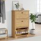 Preview: ARDEBO.de - Schuhregal BODO 80 x 35 x 118 cm Holzwerkstoff Honigbraun