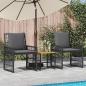 Preview: ARDEBO.de - Gartenmöbel Set 3 Stk. Schwarz und Dunkelgrau