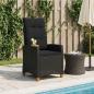 Preview: ARDEBO.de - Liegestuhl mit Teeteller Schwarz Poly-Rattan