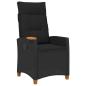 Preview: Liegestuhl mit Teeteller Schwarz Poly-Rattan