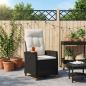 Preview: Liegestuhl mit Teeteller Schwarz und Cremeweiß Poly-Rattan