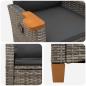 Preview: Liegestuhl mit Teeteller Grau und Dunkelgrau Poly-Rattan