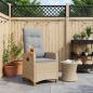Preview: ARDEBO.de - Liegestuhl mit Teeteller Beige und Hellgrau Poly-Rattan