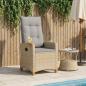 Preview: Liegestuhl mit Teeteller Beige und Hellgrau Poly-Rattan