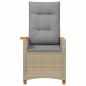 Preview: Liegestuhl mit Teeteller Beige und Hellgrau Poly-Rattan