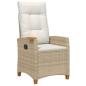 Preview: Liegestuhl mit Teeteller Beige und Cremeweiß Poly-Rattan